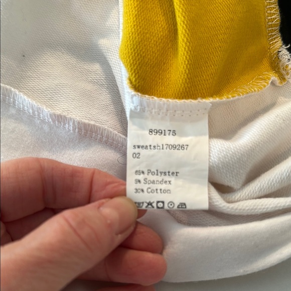 SHEIN White, Black, Yellow Long Sleeve cropped Sweatshirt, Crewneck. - Picture 6 of 6